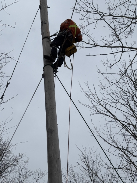 Linesmen at work on powerlines